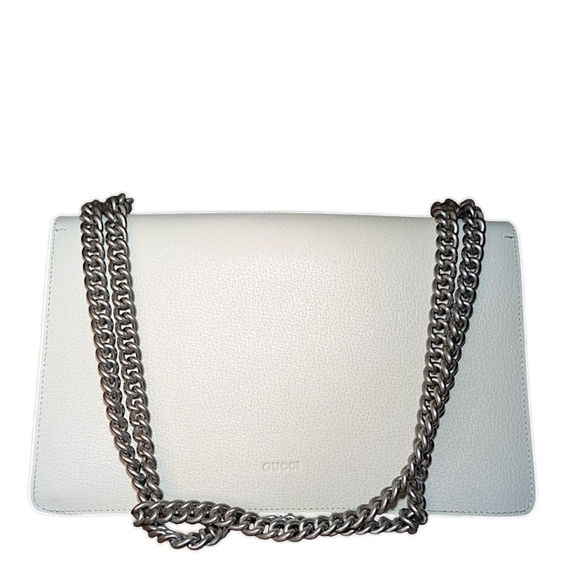 Gucci White Leather Shoulder Bag with Metal Accent - Picture 2 of 10